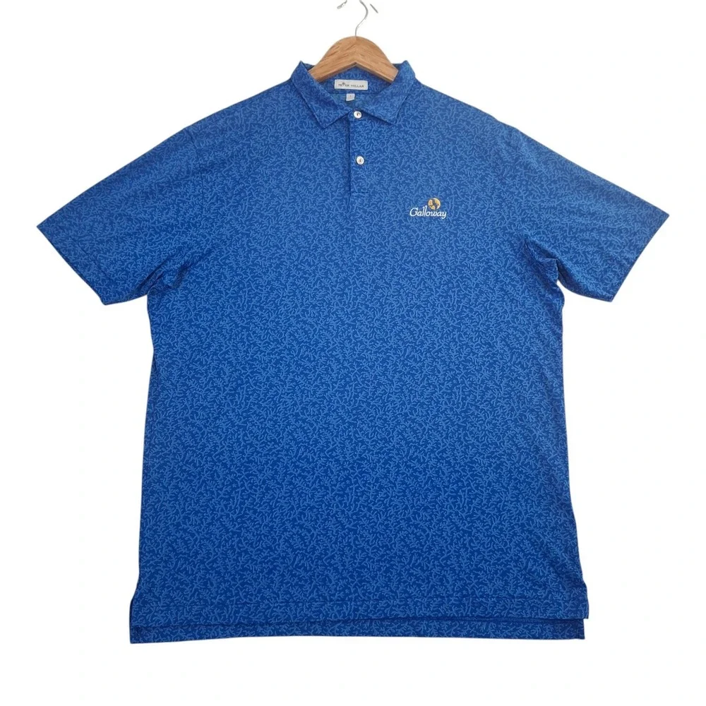 Peter Millar Summer Comfort Polo Shirt Mens Large Blue Galloway Golf Performance